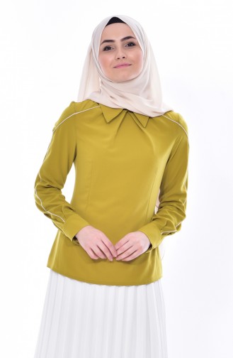 Blouse Col Chemise 1511362-992 Vert Pistache 1511362-992