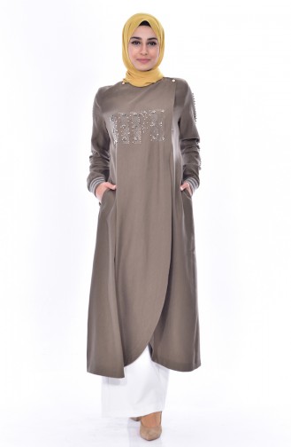 Abaya İmprimée de Pierre 35821-01 Khaki 35821-01