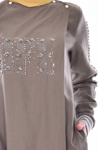 Abaya İmprimée de Pierre 35821-01 Khaki 35821-01