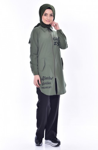 Cape avec Poches et Fermeture 0739-01 Khaki 0739-01