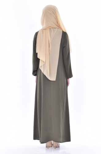 Arm gummiertes Kleid 1024-02 Khaki 1024-02