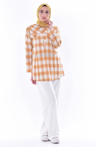 Plaid Patterned Shirt 1511469A-708 Mustard 1511469A-708