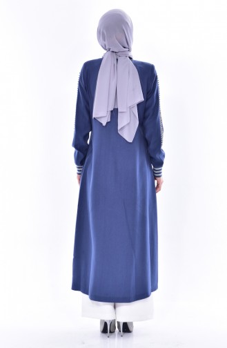 SUKRAN Stone Printed Abaya 35821-02 Indigo 35821-02