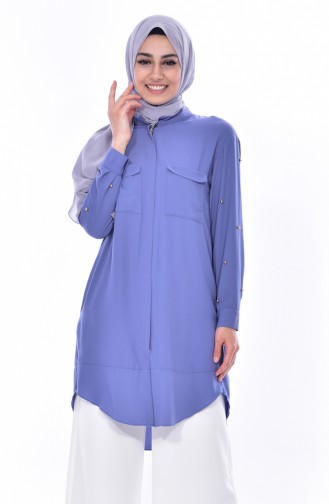 Hidden Zippered Tunic 6025-03 İndigo 6025-03