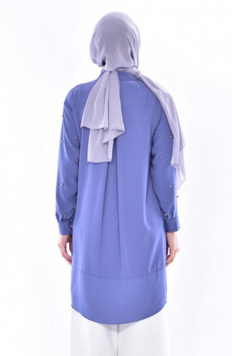 Hidden Zippered Tunic 6025-03 İndigo 6025-03