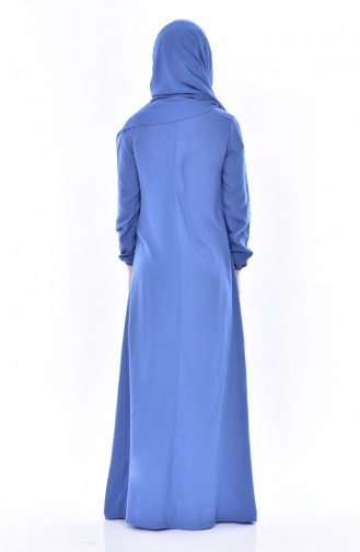 Bağcık Detaylı Viskon Elbise 1134-31 Koyu Mavi 1134-31