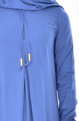 Bağcık Detaylı Viskon Elbise 1134-31 Koyu Mavi