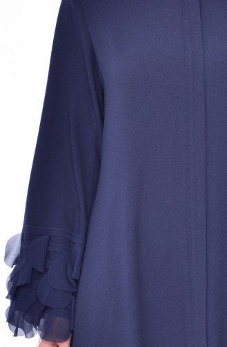 Abaya a Fermeture Garnie 35802-02 Bleu Marine 35802-02