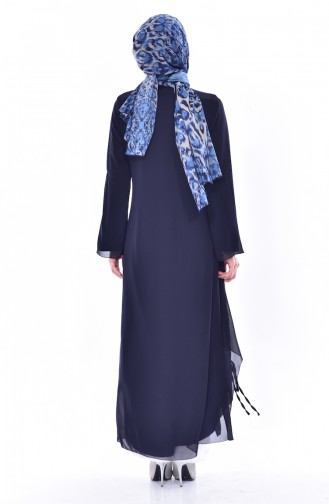 Abaya İmprimée de Pierre 35805-02 Bleu Marine 35805-02