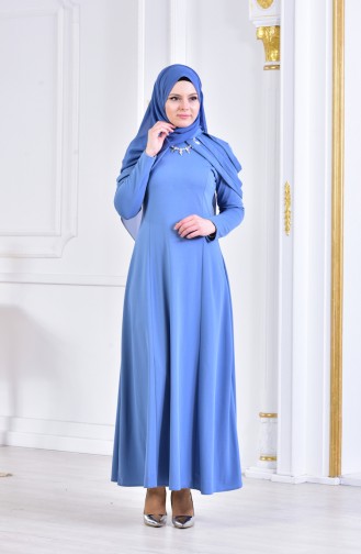 Robe de Soirée avec Collier 4463-02 Bleu 4463-02