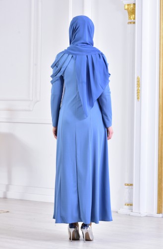 Robe de Soirée avec Collier 4463-02 Bleu 4463-02