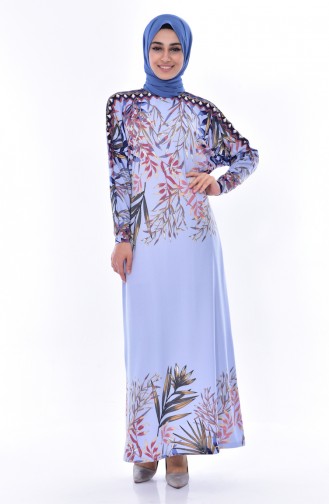 Blue Hijab Dress 9027-03