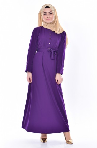 Buglem Button Detailed Dress 1159-04 Purple 1159-04