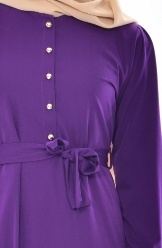 Buglem Button Detailed Dress 1159-04 Purple 1159-04