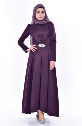 Kleid mit Gürtel 11182-03 Lila 11182-03