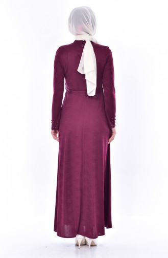Pearls Belted Dress 1176-04 Plum 1176-04
