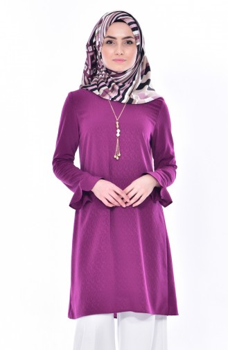 Tunique avec Collier Manches Volantes 3186-05 Plum 3186-05