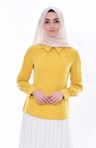 Gömlek Yaka Bluz 1511362-103 Sarı