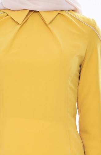 بلوز بتصميم ياقة قميص 1511362-103 لون أصفر 1511362-103