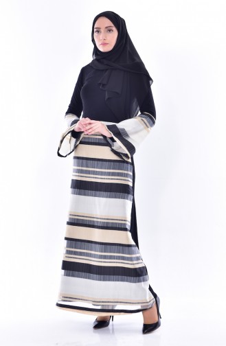 Beige Hijab Dress 0135-03