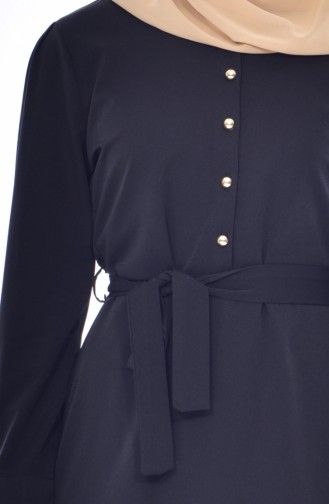 Düğme Detaylı Elbise 1159-01 Siyah 1159-01