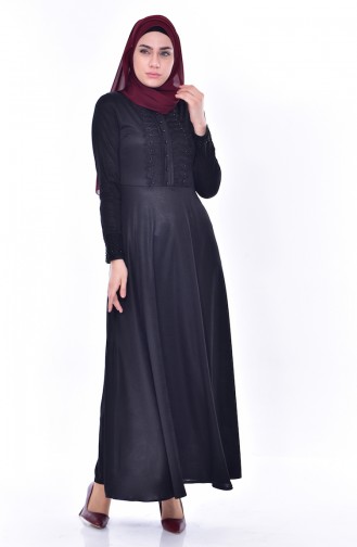 Kleid mit Spitzenbesatz 1179-04 Schwarz 1179-04