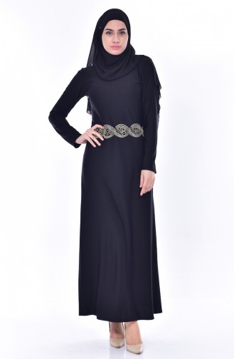 Kleid mit Spitzen 4455-02 Schwarz 4455-02