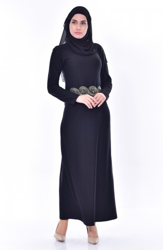 Kleid mit Spitzen 4455-02 Schwarz 4455-02