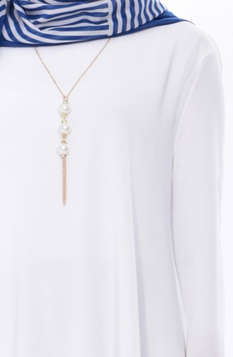 Asymmetrische Tunika mit Halskette 0755-10 Weiß 0755-10