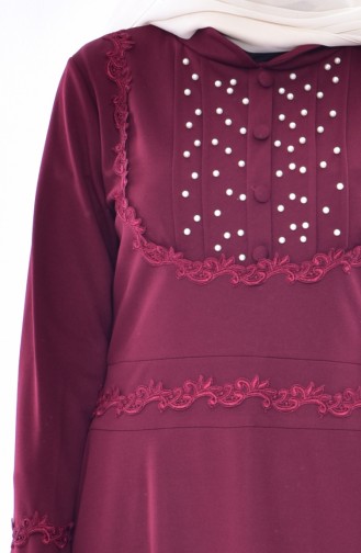 Lace Pearls Dress 9239-04 Claret Red 9239-04