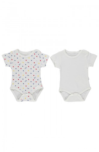 Bebetto Combed short sleeve Baby Bodysuit 2 T1233-EKR-01 light Beige 1233-EKR-01