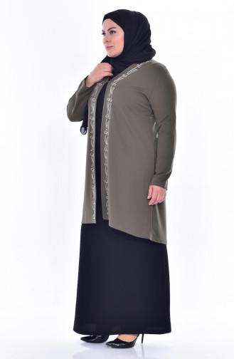 Büyük Beden Hırka 0538-08 Haki