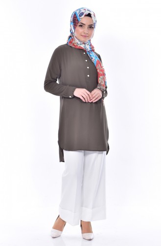 Asymmetrische Tunika mit Rundhalsausschnitt 0800-01 Khaki 0800-01