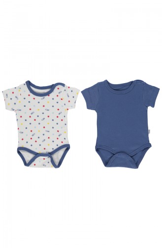 Bebetto Combed short sleeve Baby Bodysuit 2 T1233-LACI-01 Navy 1233-LACI-01