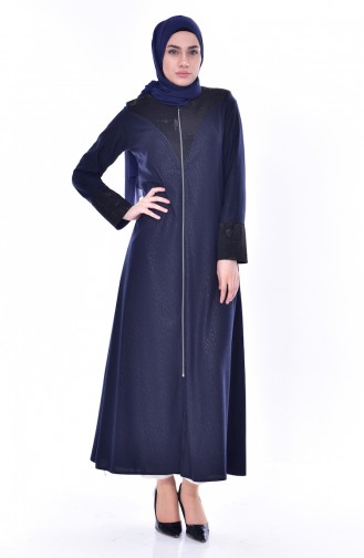 Abaya mit Patchwork 3001-02 Dunkelblau 3001-02