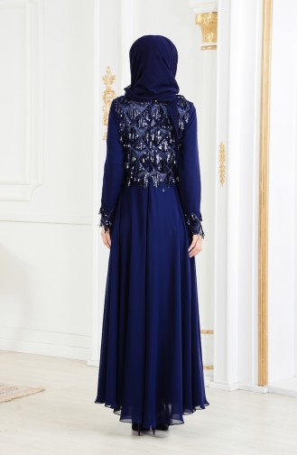Dunkelblau Hijab-Abendkleider 4005-02