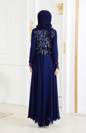 Robe de Soirée a Paillette 4005-02 Bleu Marine 4005-02