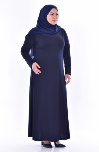 Navy Blue Hijab Dress 4856-01