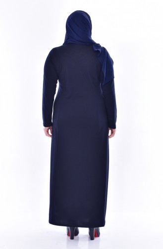 Dunkelblau Hijab Kleider 4856-01