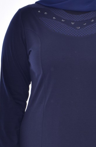 Navy Blue Hijab Dress 4856-01