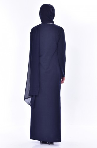 Navy Blue Hijab Dress 2876-08
