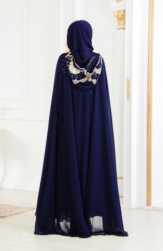 Abendkleid mit Umhang 4009-02 Dunkelblau 4009-02