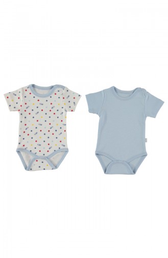 Bebetto Penye Kısa Kollu Body 2li T1233-MV-01 Mavi 1233-MV-01