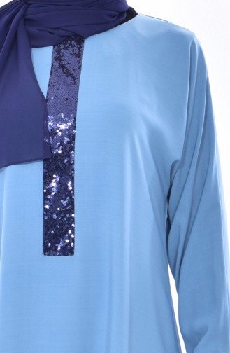 Sequined Bat Sleeve Tunic 2320-02 Blue 2320-02