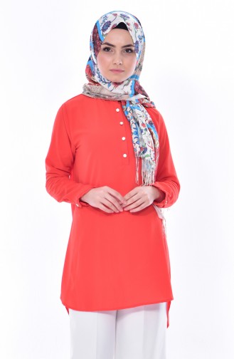 Judge Collar Asymmetric Tunic 0800-06 Coral 0800-06