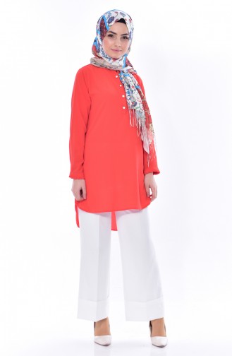 Judge Collar Asymmetric Tunic 0800-06 Coral 0800-06