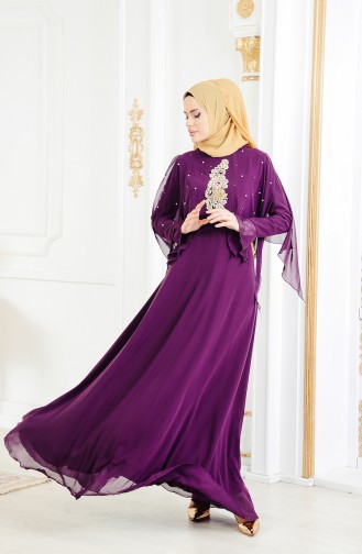 Abendkleid mit Perlen 11152-01 Lila 11152-01