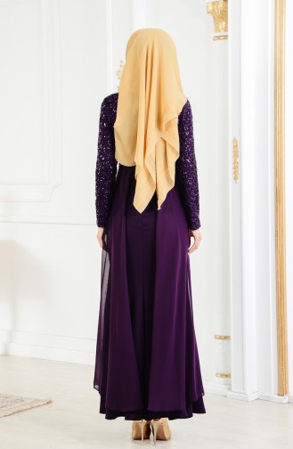 Purple Hijab Evening Dress 3468-03
