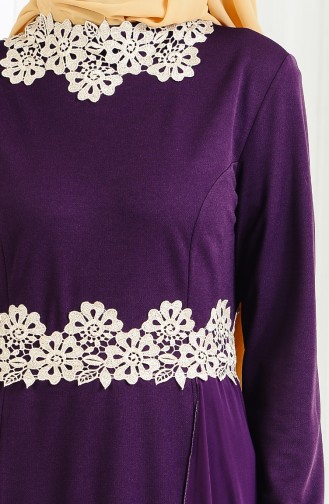 Lace Detailed Evening Dress 3469-02 Purple 3469-02