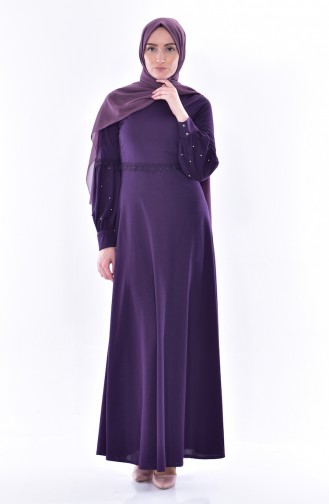 Perlen Kleid mit Spitzen 0529-03 Lila 0529-03